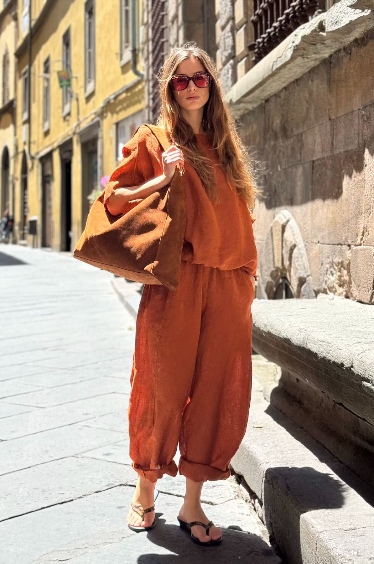Blusa lino con coulisse