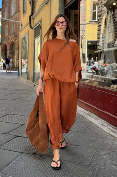 Blusa lino con coulisse
