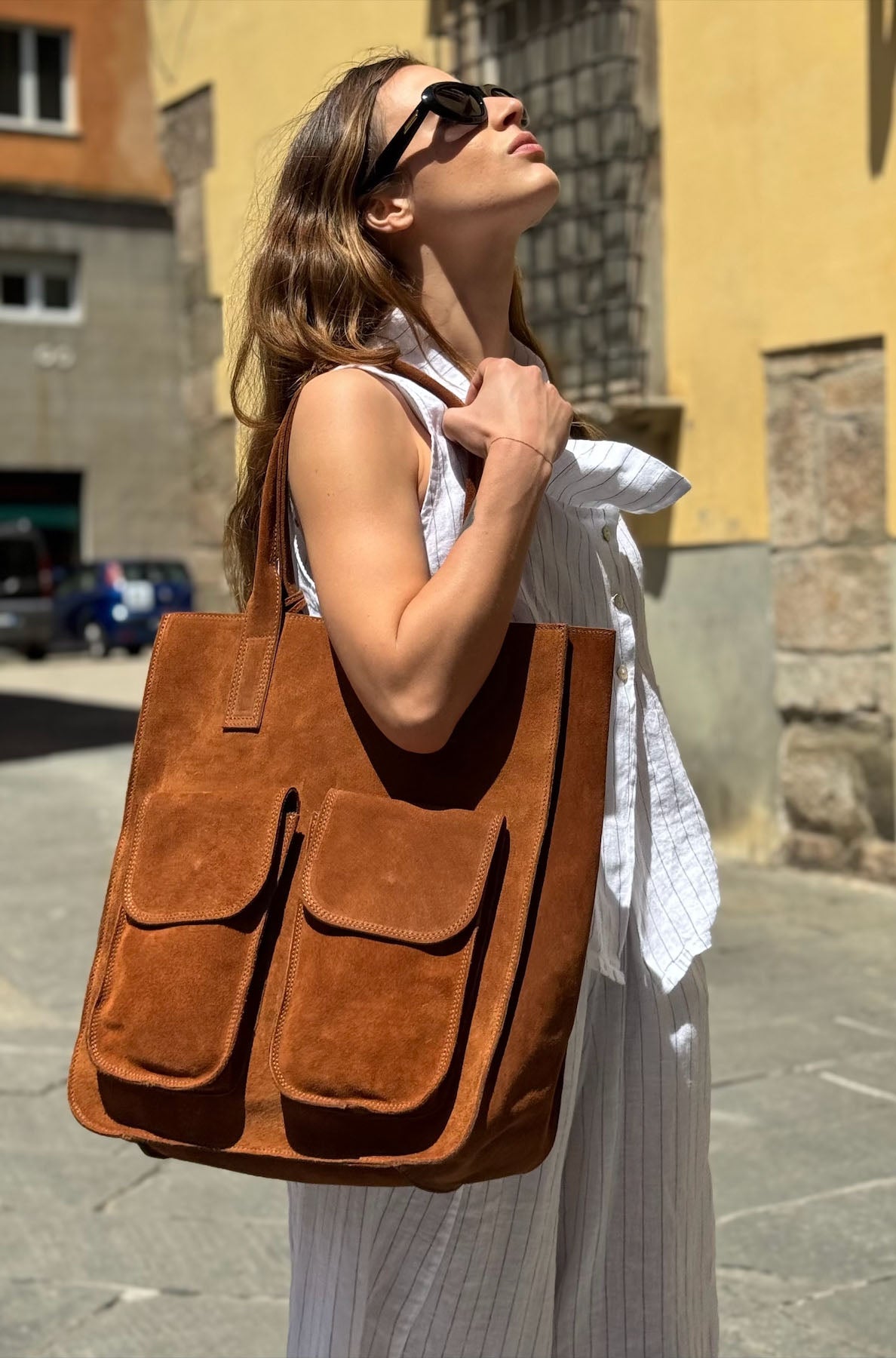 Shopper Camoscio due tasche