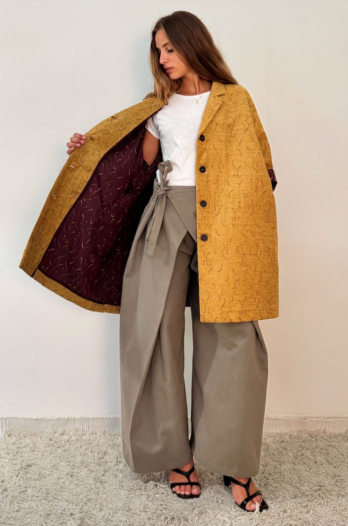 Giacca Kimono Tappezzeria Giallo Senape