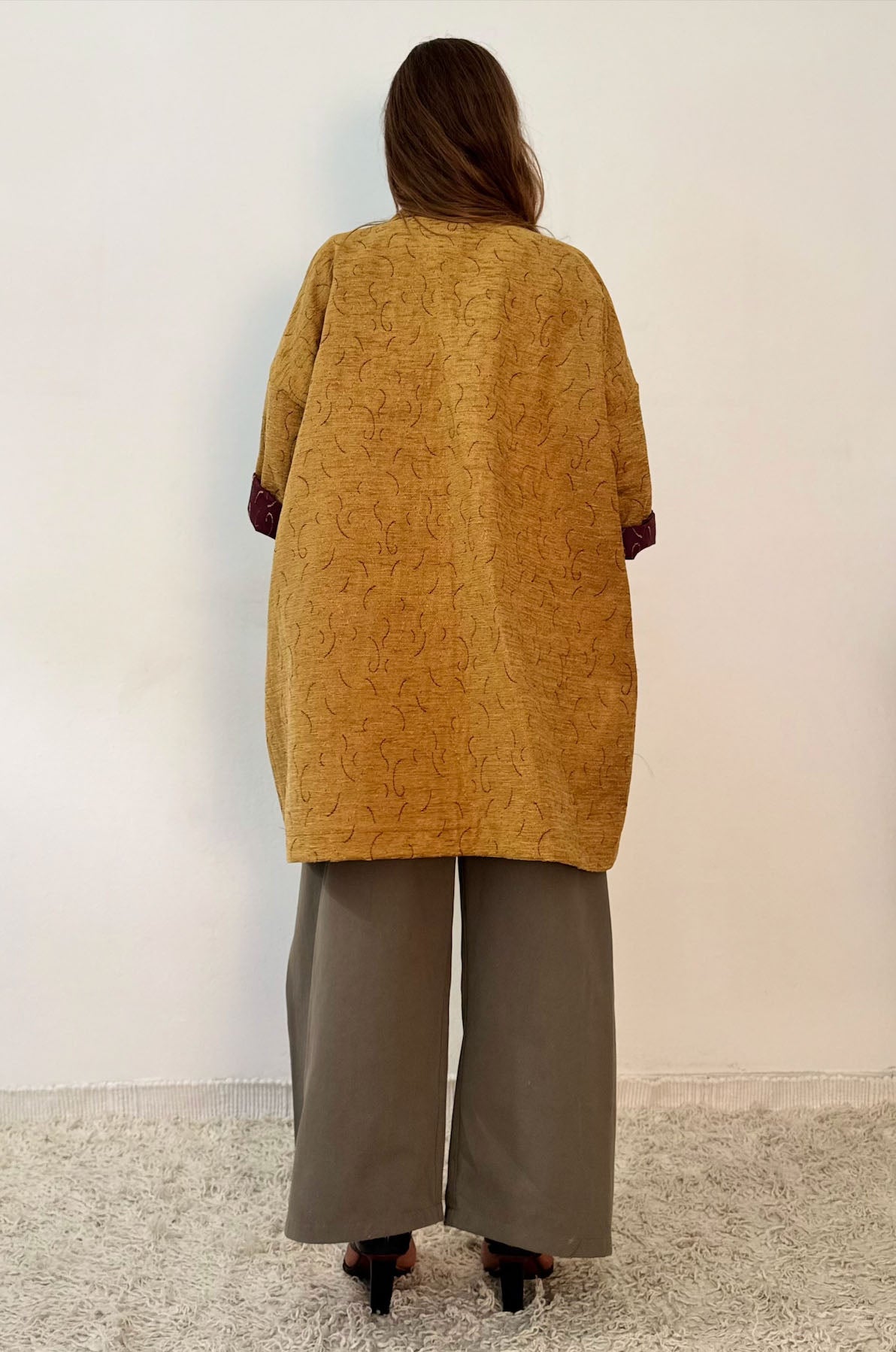 Giacca Kimono Tappezzeria Giallo Senape