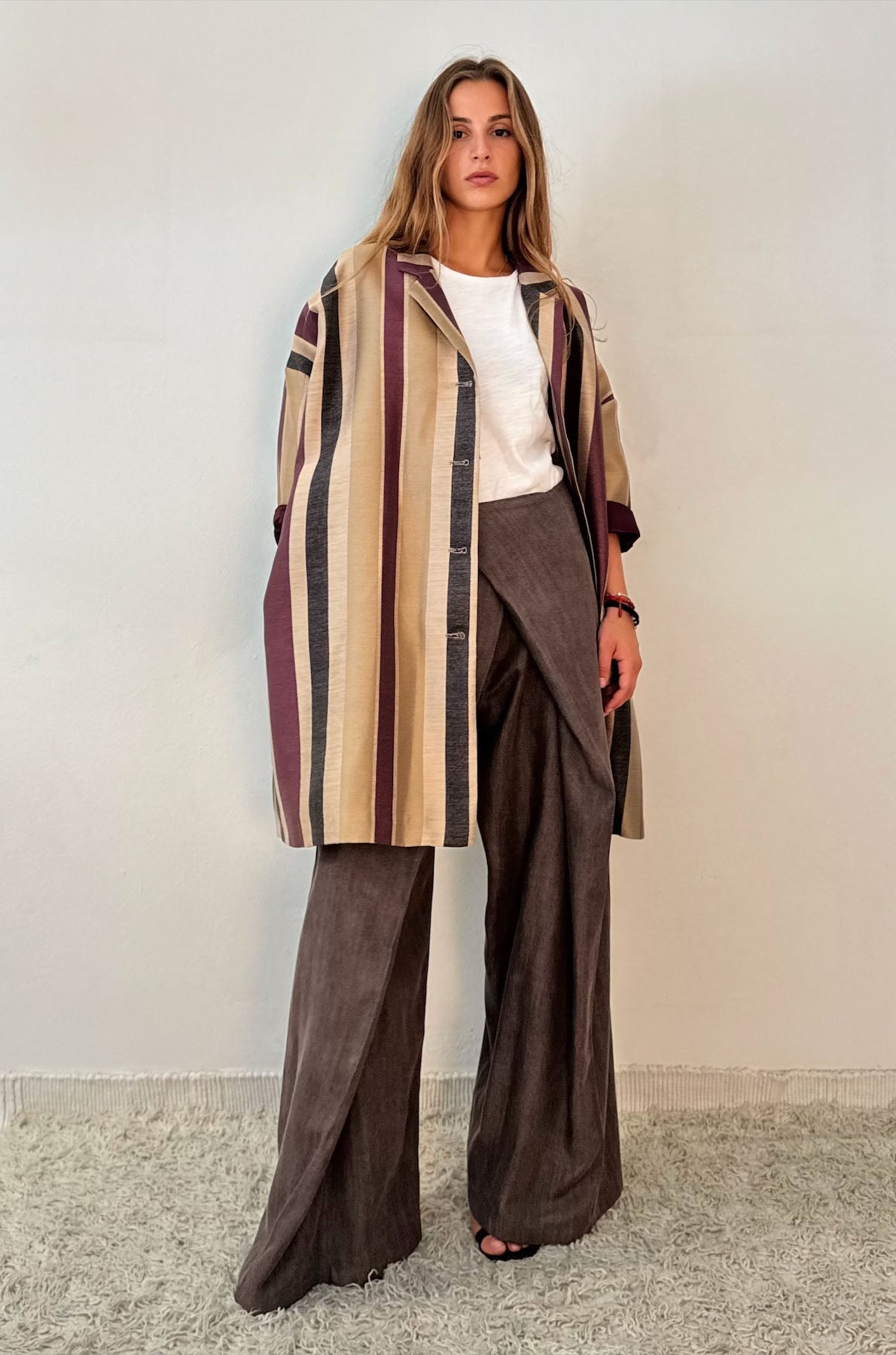 Giacca Kimono Righe Multicolore