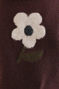 Gilet marrone con stampa a fiore