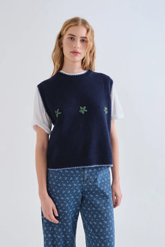 Gilet in maglia blu navy