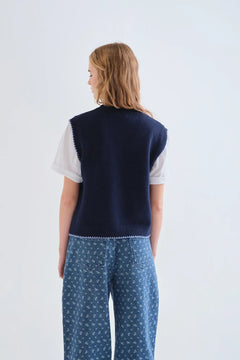 Gilet in maglia blu navy
