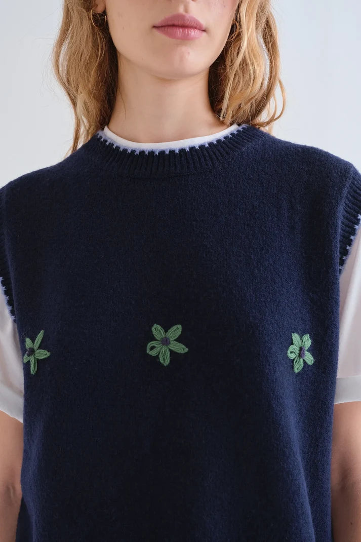 Gilet in maglia blu navy