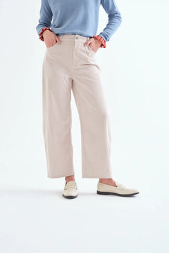 Pantaloni in velluto a coste ecrù