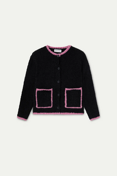 Cardigan nero e rosa
