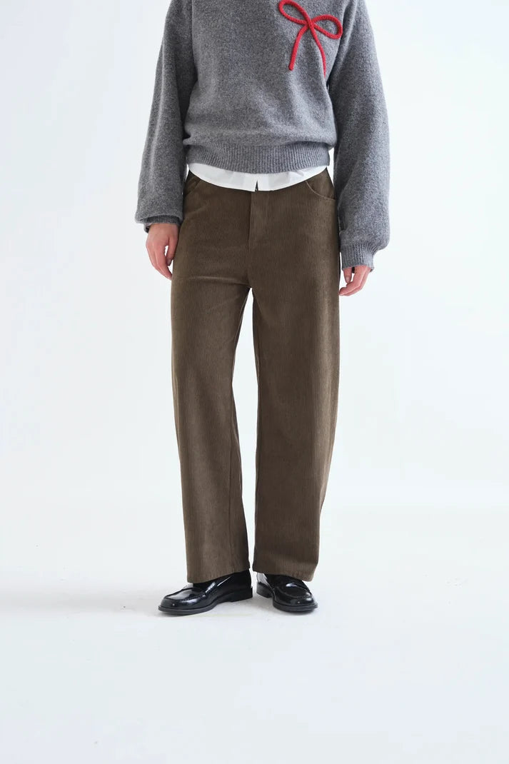 Pantaloni in velluto a coste marrone scuro