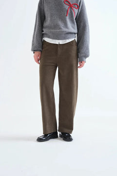 Pantaloni in velluto a coste marrone scuro