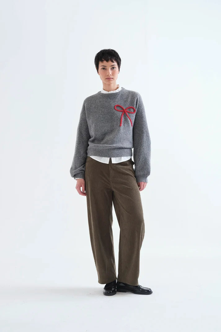 Pantaloni in velluto a coste marrone scuro
