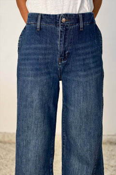 Jeans Wide Leg con Inserto Laterale