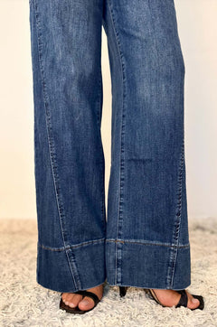 Jeans Wide Leg con Inserto Laterale