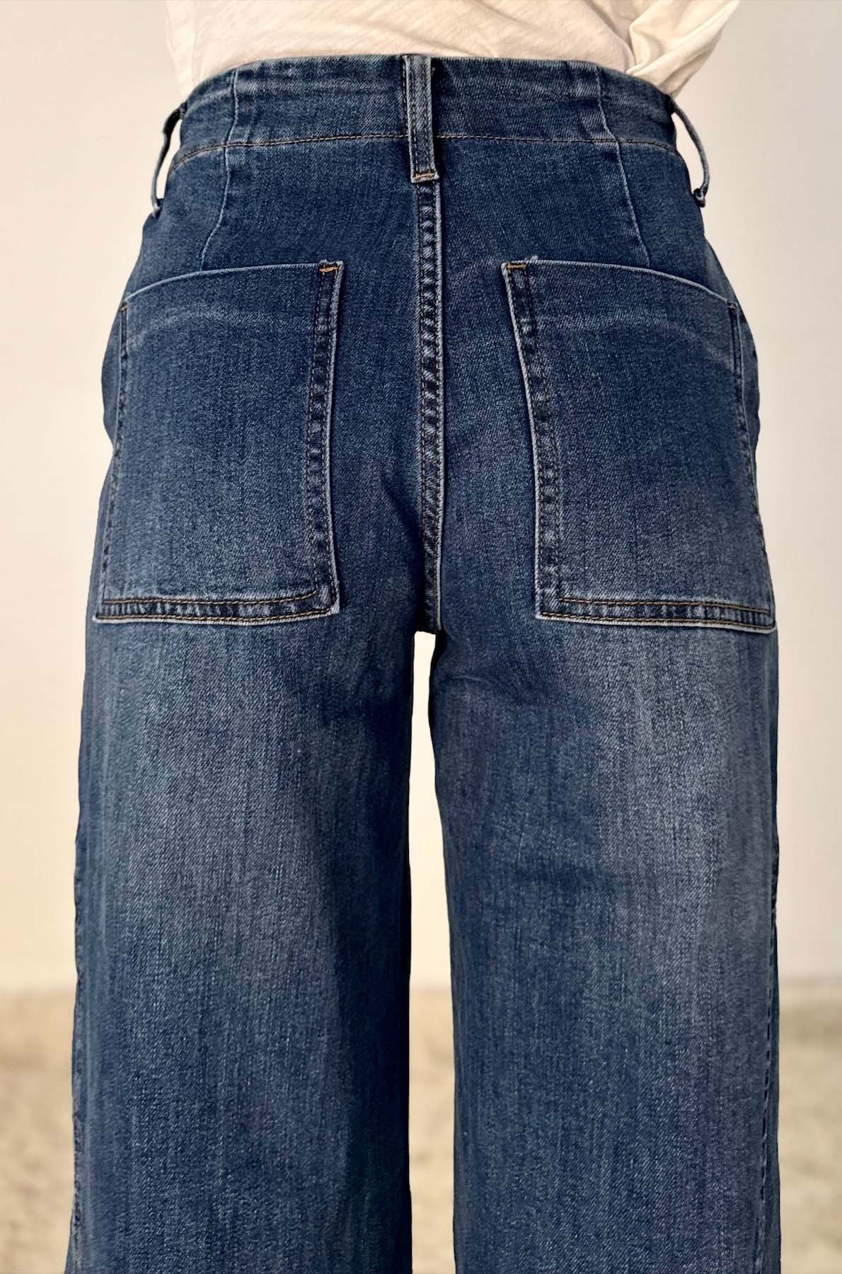 Jeans Wide Leg con Inserto Laterale