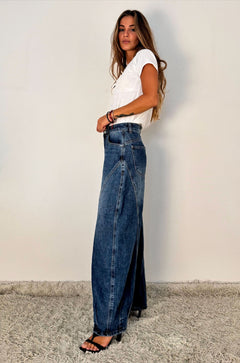 Jeans a Palloncino con Inserto Laterale