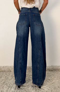 Jeans a Palloncino con Inserto Laterale
