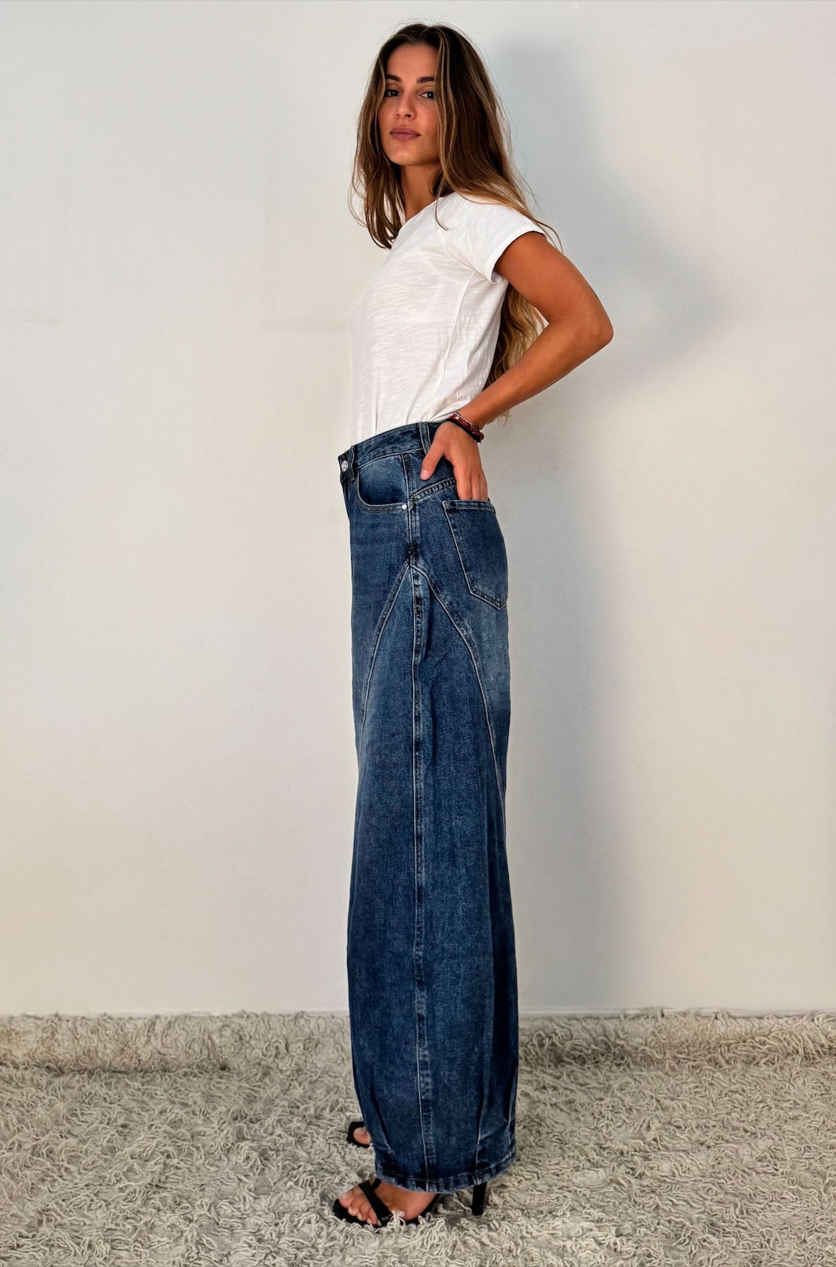 Jeans a Palloncino con Inserto Laterale