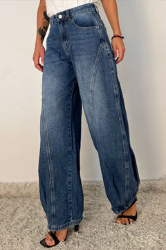 Jeans a Palloncino con Inserto Laterale