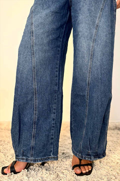 Jeans a Palloncino con Inserto Laterale