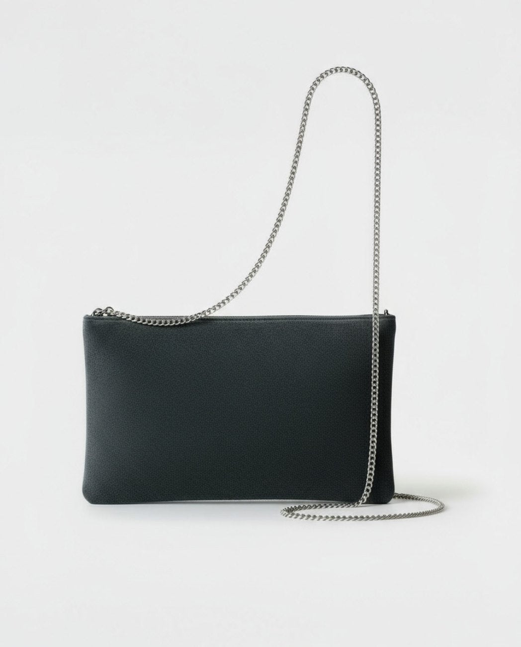 Clutch ricamato con tracolla a catena Grigio