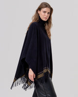 Poncho con collo in maglia