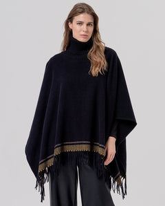 Poncho con collo in maglia