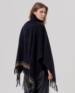 Poncho con collo in maglia