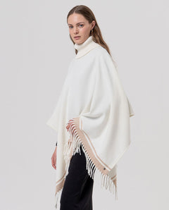 Poncho con collo in maglia