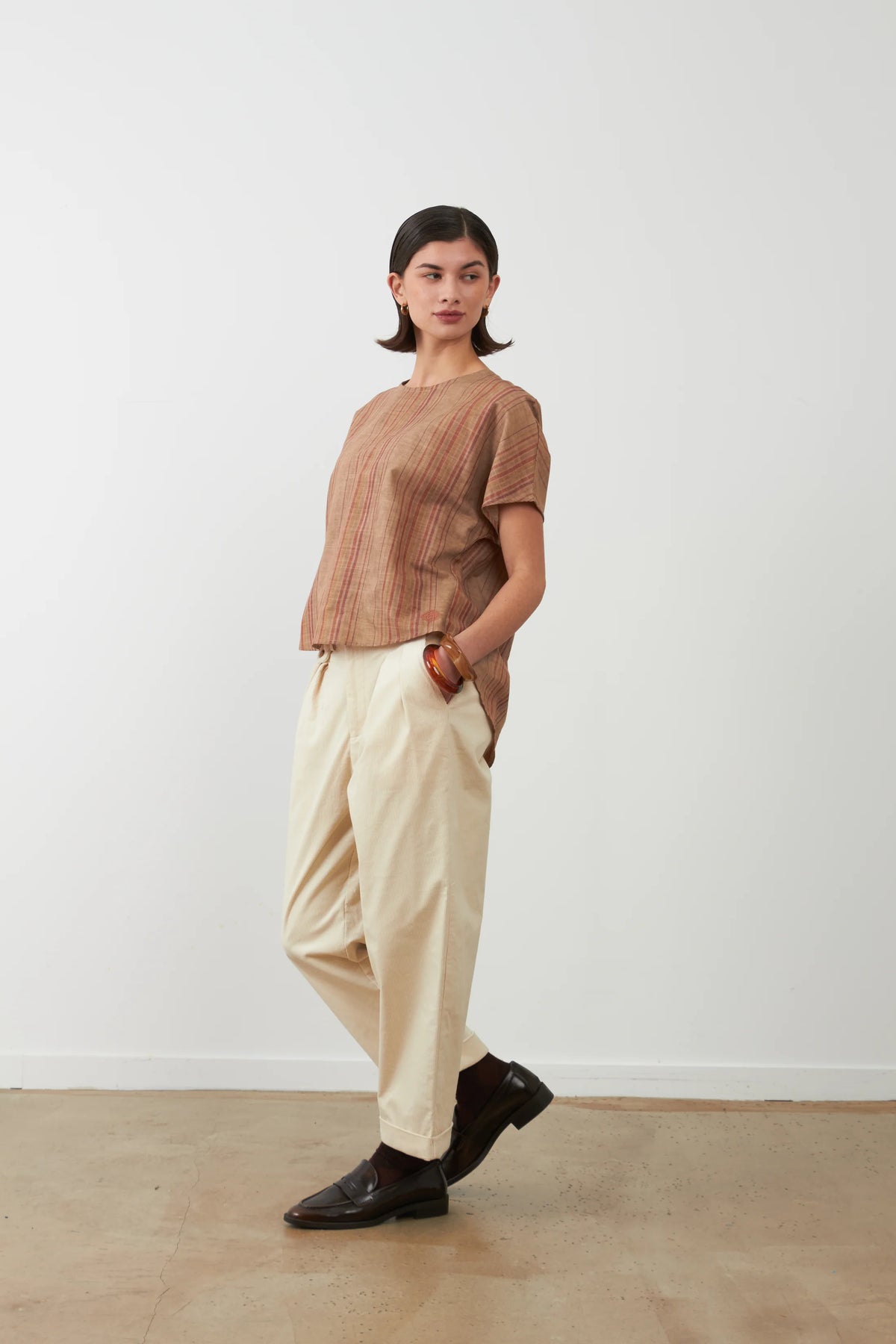 Pantaloni a gamba larga velluto