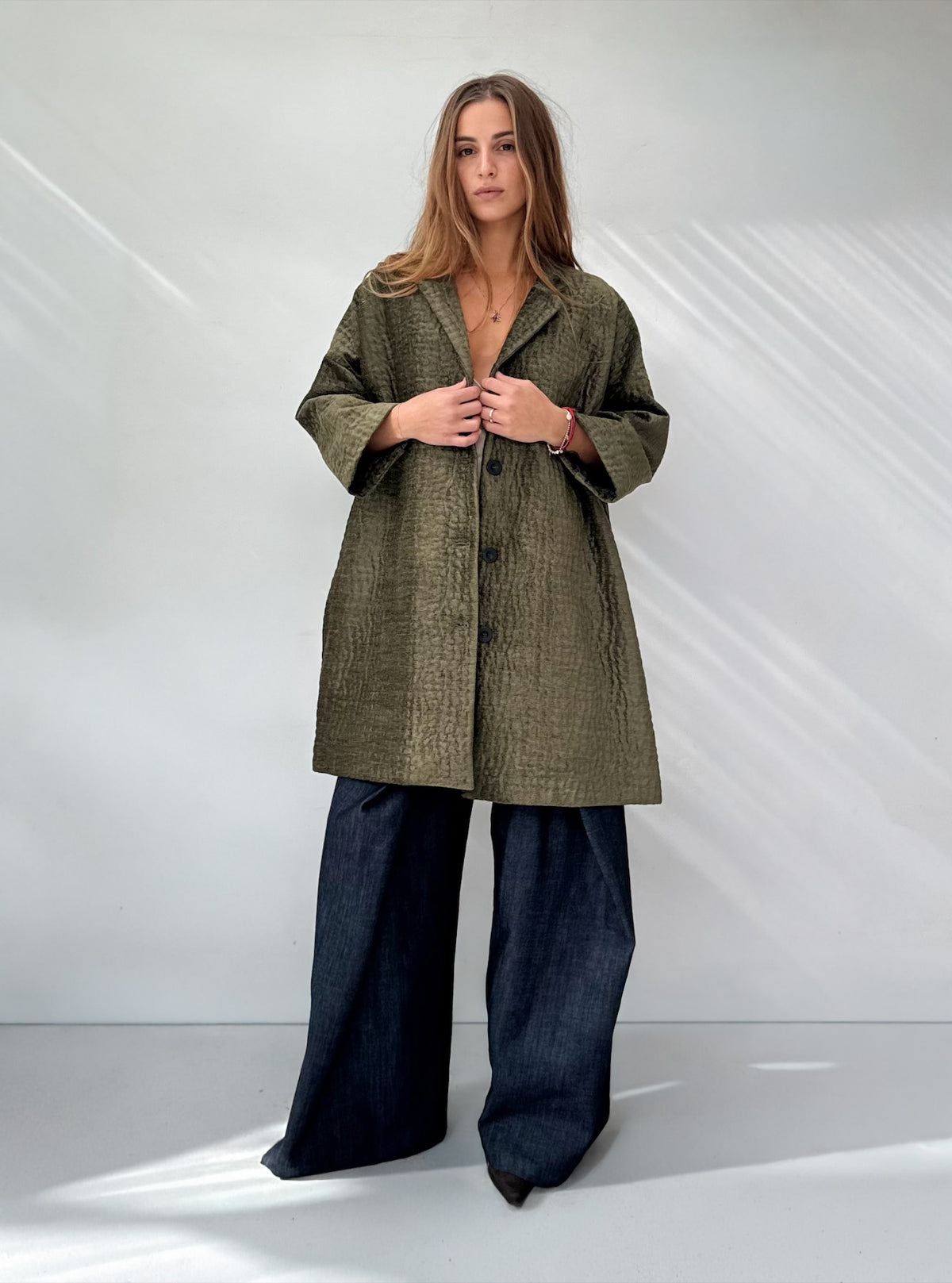 Giacca Kimono Tappezzeria Materica Verde