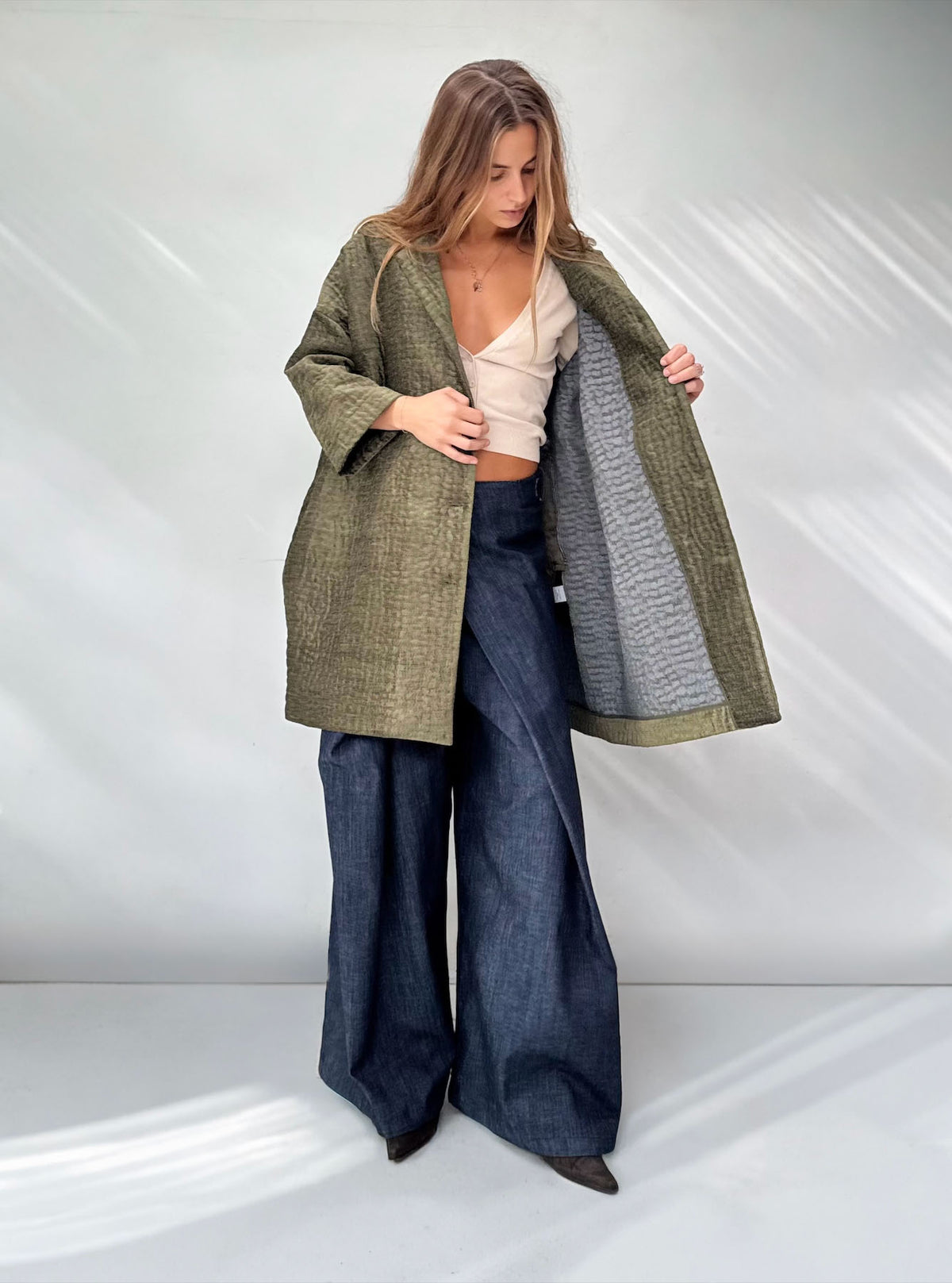 Giacca Kimono Tappezzeria Materica Verde