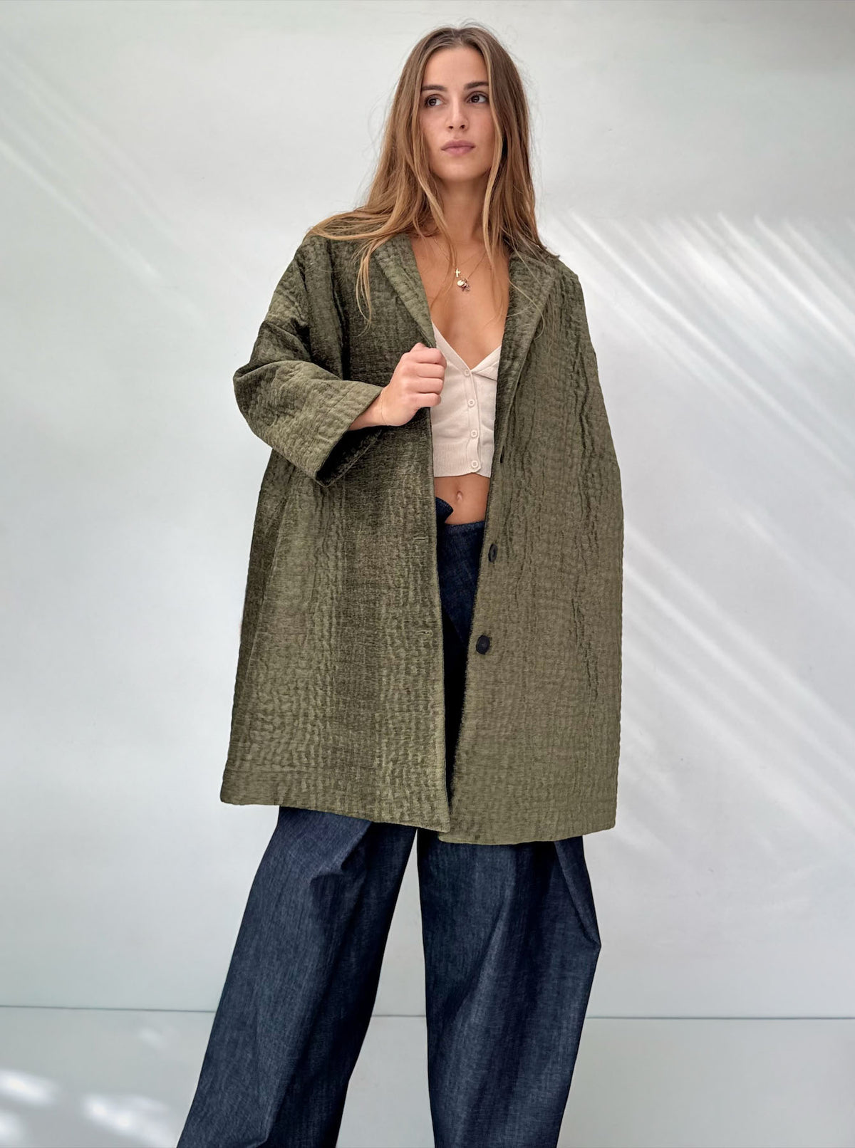 Giacca Kimono Tappezzeria Materica Verde