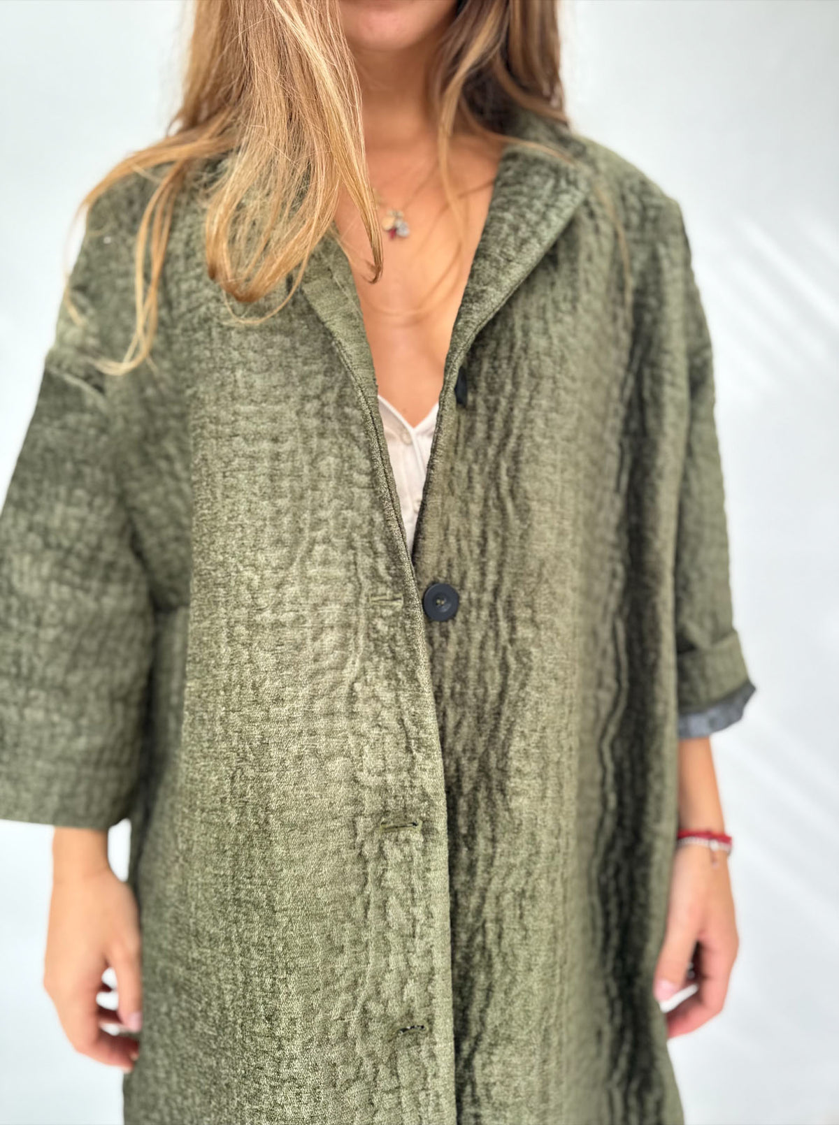 Giacca Kimono Tappezzeria Materica Verde