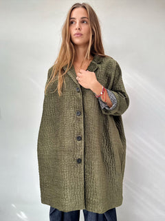 Giacca Kimono Tappezzeria Materica Verde