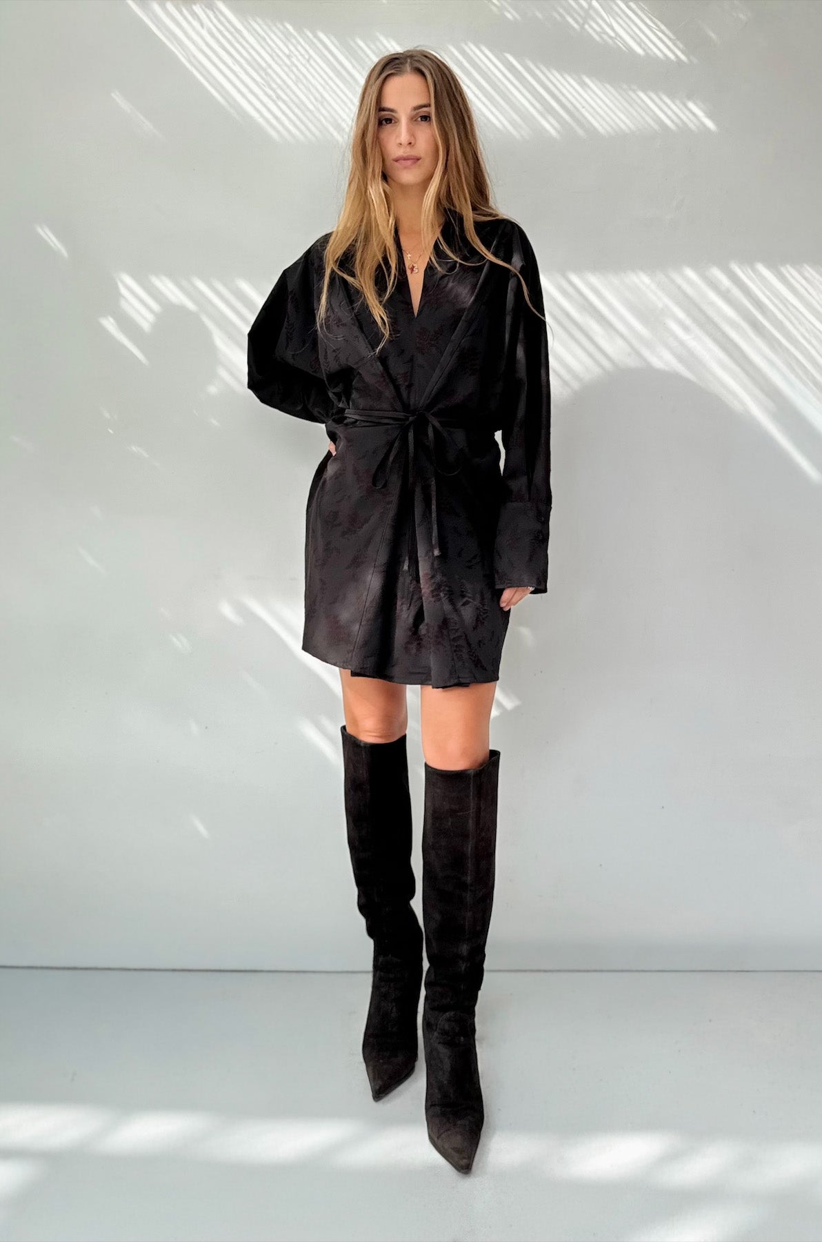 Abito Kimono corto Jacquard Botanico