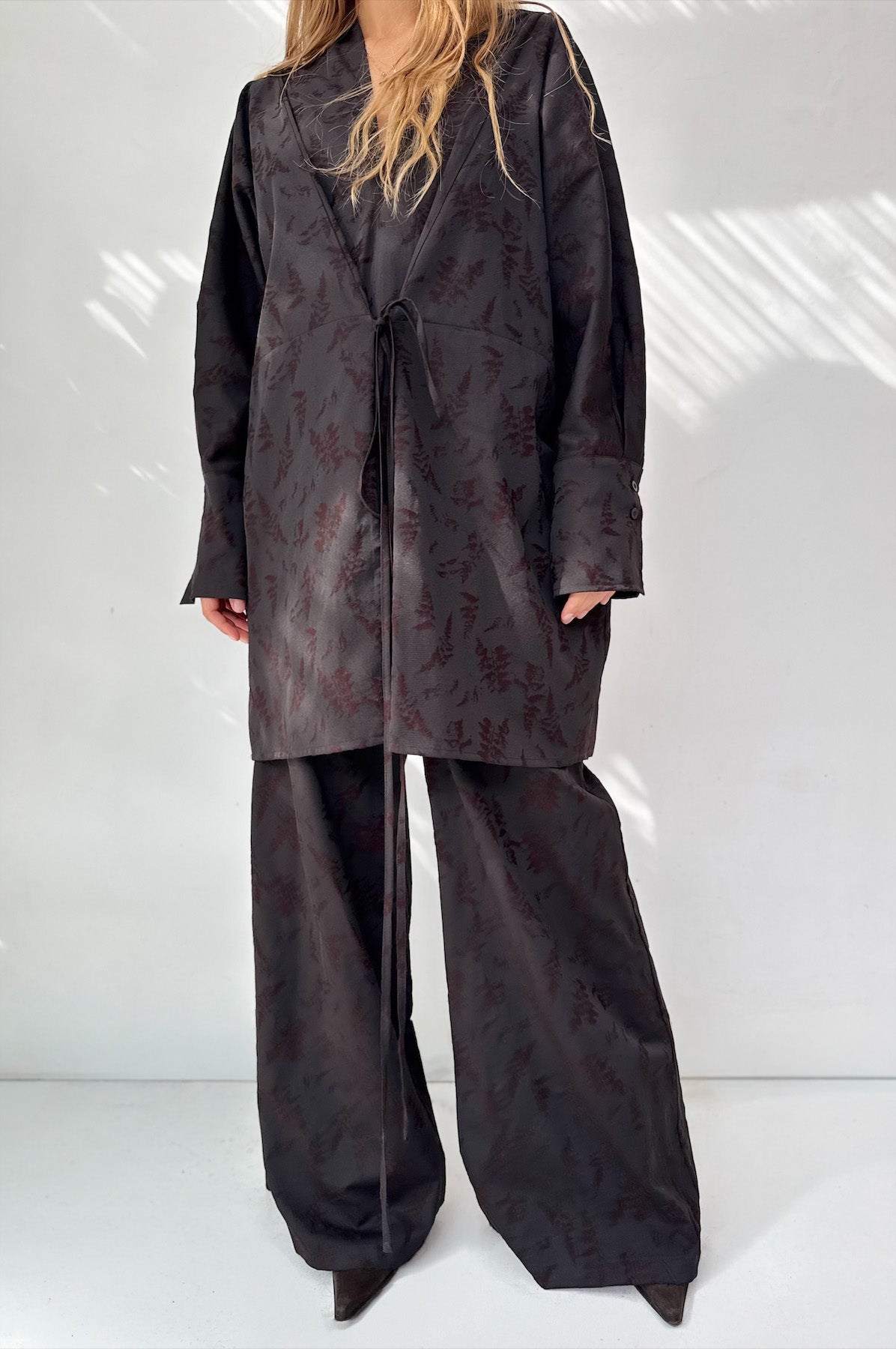 Abito Kimono corto Jacquard Botanico
