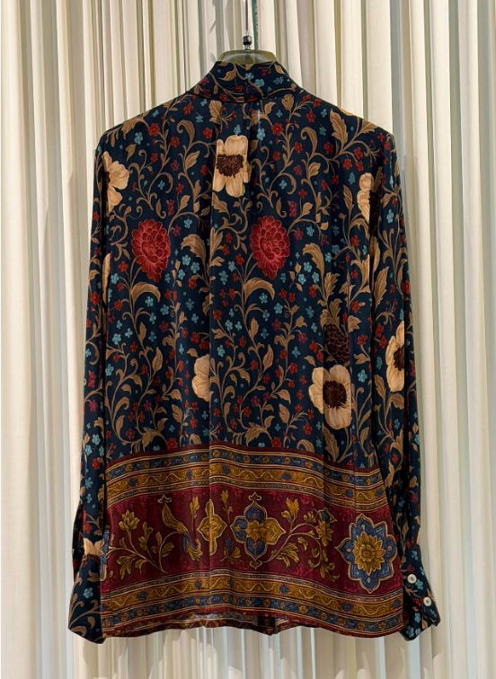 Camicia con fiocco fantasia floreale