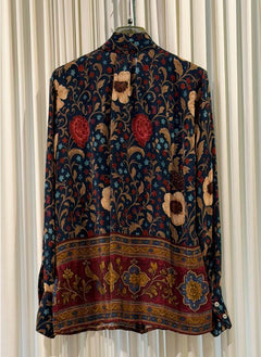 Camicia con fiocco fantasia floreale