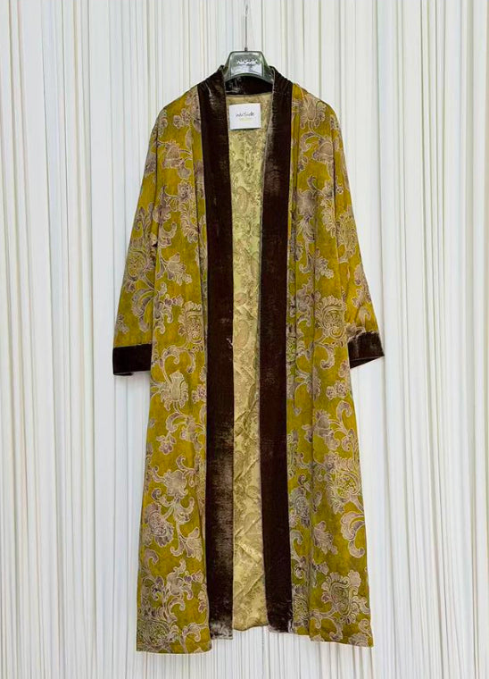Kimono Lungo Jacquard Senape