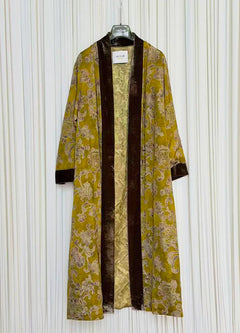 Kimono Lungo Jacquard Senape