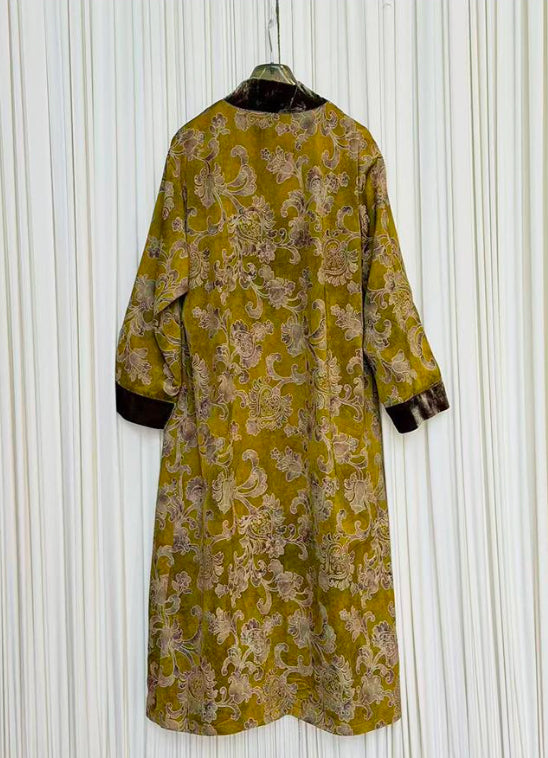 Kimono Lungo Jacquard Senape