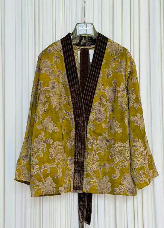 Giacca Kimono Jacquard Senape